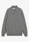 Brunello Cucinelli Cashmere Polo Ribbed Collar Cuffs Hem In Gray