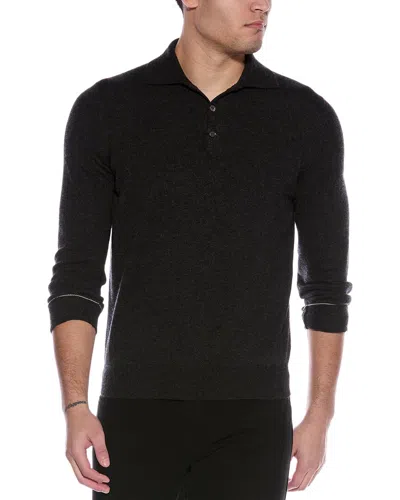 Brunello Cucinelli Cashmere Polo Sweater In Black