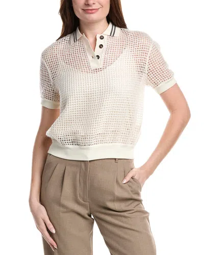 Brunello Cucinelli Cashmere Polo Sweater In White