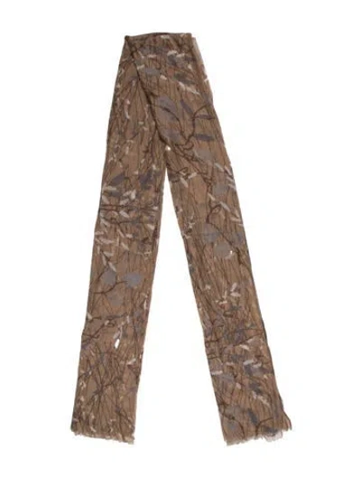 Pre-owned Brunello Cucinelli Cashmere Printed Scarf In Brown