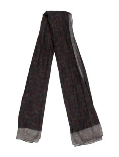 Pre-owned Brunello Cucinelli Cashmere Printed Scarf In Gray