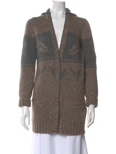 Pre-owned Brunello Cucinelli Cashmere Printed Sweater In Brown