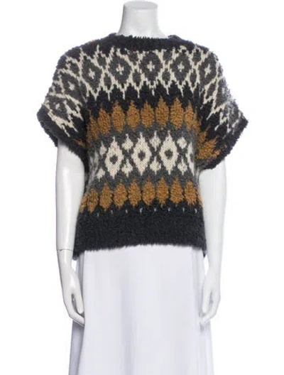 Pre-owned Brunello Cucinelli Cashmere Printed Sweater In Gray