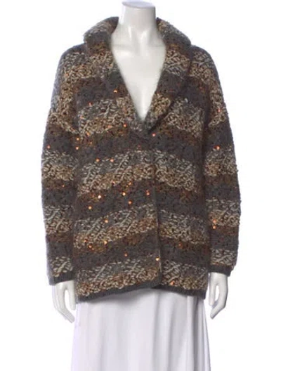 Pre-owned Brunello Cucinelli Cashmere Printed Sweater In Gray