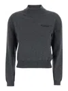 Brunello Cucinelli Grey Sweater With Mock Neck And Monil Detail On The Front In Cashmere Woman