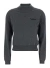 Brunello Cucinelli Grey Sweater With Mock Neck And Monil Detail On The Front In Cashmere Woman