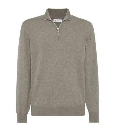 BRUNELLO CUCINELLI CASHMERE QUARTER-ZIP SWEATER