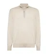 Brunello Cucinelli Cashmere Quarter-zip Sweater In Neutral