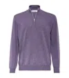Brunello Cucinelli Men's Cashmere Quarter-zip Sweater In Purple