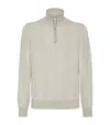 Brunello Cucinelli Textured Half-zip High Collar Sweater In White