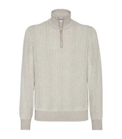 BRUNELLO CUCINELLI CASHMERE QUARTER-ZIP SWEATSHIRT