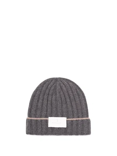 BRUNELLO CUCINELLI CASHMERE RIB KNIT BEANIE