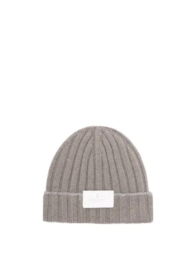 BRUNELLO CUCINELLI CASHMERE RIB KNIT BEANIE