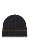 Brunello Cucinelli Cashmere Rib Knit Beanie In Grey