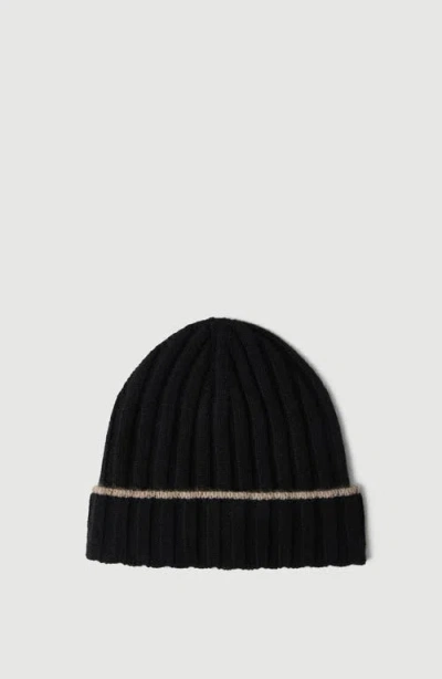 Brunello Cucinelli Cashmere Rib Knit Beanie In Black