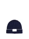 Brunello Cucinelli Logo Patch Ribbed Beanie In Blue
