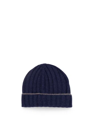 Brunello Cucinelli Ribbed-knit Cashmere Beanie Hat In Blue