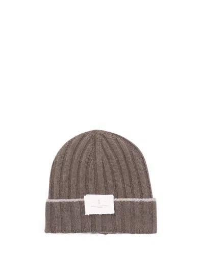 Brunello Cucinelli Ribbed-knit Cashmere Beanie Hat In Brown