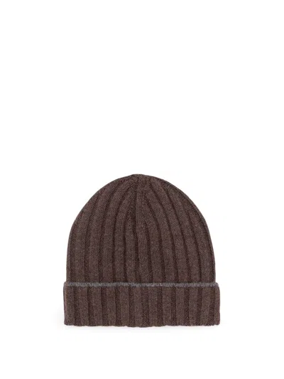 Brunello Cucinelli Cashmere Rib Knit Beanie In Metallic