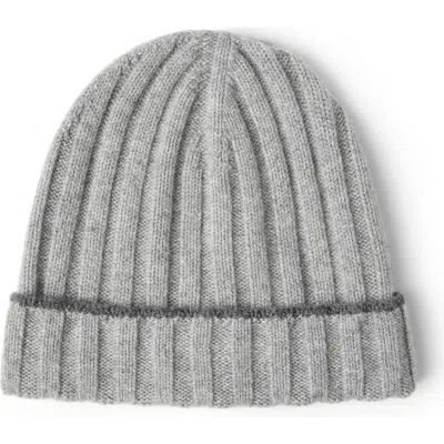 Brunello Cucinelli Cashmere Rib Knit Beanie In Gray