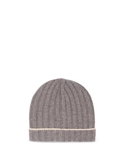 Brunello Cucinelli Cashmere Rib Knit Beanie In Brown