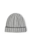 Brunello Cucinelli Cashmere Rib Knit Beanie In Light Grey