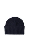 Brunello Cucinelli Cashmere Rib Knit Beanie In Navy Blue
