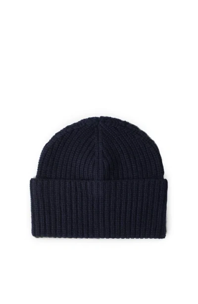 Brunello Cucinelli Cashmere Rib Knit Beanie In Navy Blue