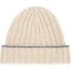 Brunello Cucinelli Cashmere Rib Knit Beanie In Sand