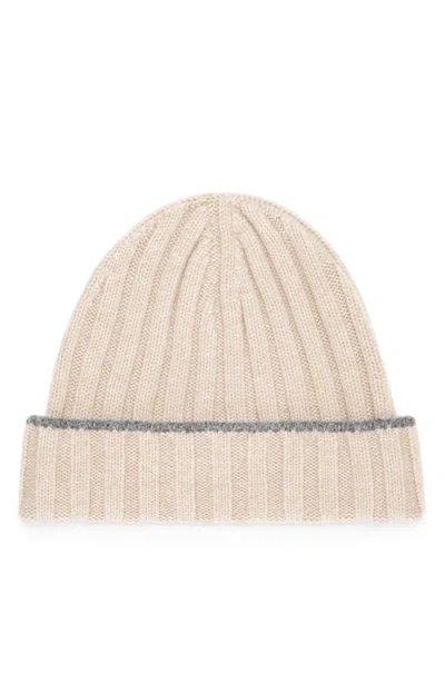 Brunello Cucinelli Cashmere Rib Knit Beanie In Sand