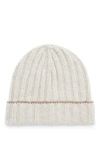 Brunello Cucinelli Cashmere Rib Knit Beanie In Grey