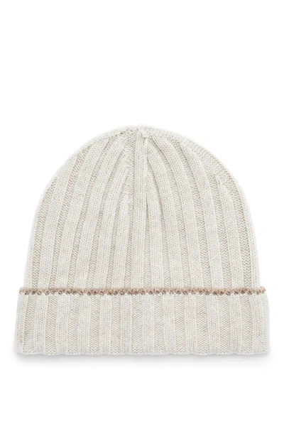 Brunello Cucinelli Cashmere Rib Knit Beanie In Grey