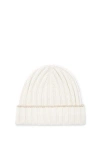 Brunello Cucinelli Cashmere Rib Knit Beanie In White
