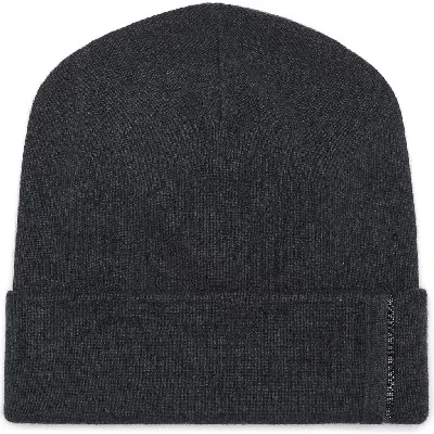 Brunello Cucinelli Cashmere Rib Knit Beanie With Monili In Lignite Grey