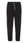 Brunello Cucinelli Men Cashmere Rib Knit Joggers With Drawstring In Black