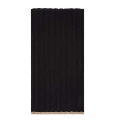 Brunello Cucinelli Cashmere Rib-knit Scarf In Black