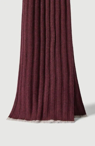Brunello Cucinelli Cashmere Rib Knit Scarf In Burgundy
