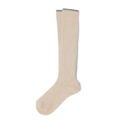 Brunello Cucinelli Cashmere Rib-knit Socks In Multi