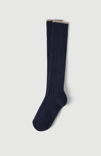 Brunello Cucinelli Cashmere Rib Knit Socks In Blue