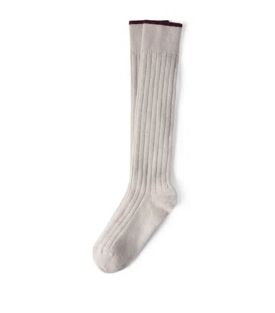 Brunello Cucinelli Cashmere Rib-knit Socks In Gray