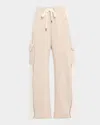 Brunello Cucinelli Cashmere Rib Wide-leg Cargo Sport Pants In Brown