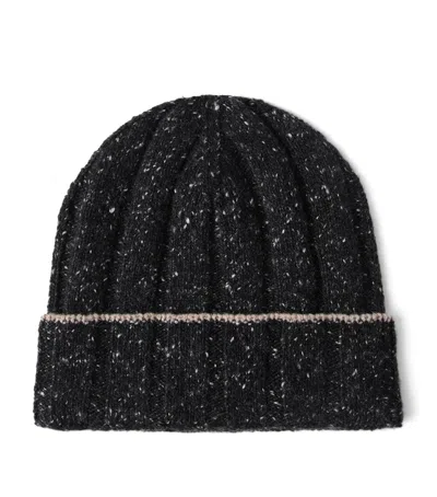 Brunello Cucinelli Cashmere Ribbed Beanie In Black