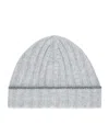 Brunello Cucinelli Cashmere Ribbed Beanie In Gray
