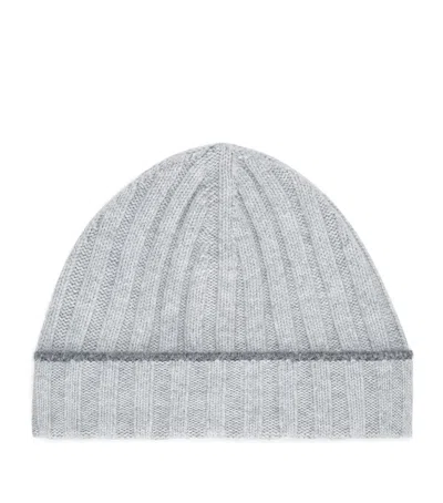 Brunello Cucinelli Cashmere Ribbed Beanie In Gray