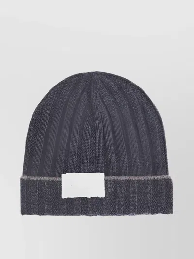 Brunello Cucinelli Cashmere Ribbed Beanie Hat In Blue