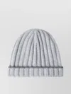 Brunello Cucinelli Cashmere Ribbed Knit Hat In Gray