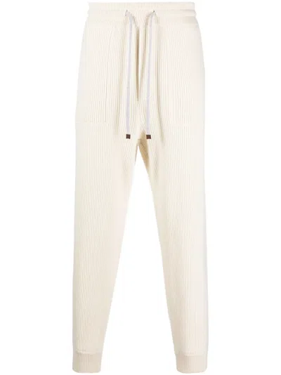 Brunello Cucinelli Drawstring-waist Cashmere Track Pants In Neutrals
