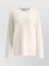 Brunello Cucinelli Cashmere English Rib Sweater With Monili Knitwear White In Neutral