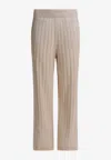 Brunello Cucinelli Cashmere Ribbed Pants In Neutral