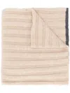 Brunello Cucinelli Cashmere Ribbed Scarf In Neutrals